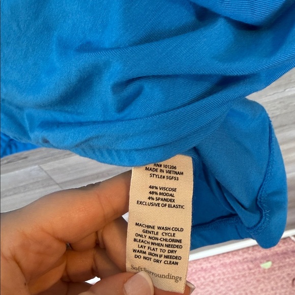 Soft Surroundings Vibrant Blue Ruched Blouse - Picture 5 of 6